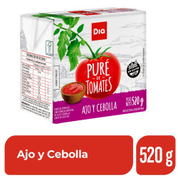 Puré de Tomate Dia Sabor Ajo Y Cebolla 520 Gr. Puré de Tomate Dia Sabor Ajo Y Cebolla 520 Gr.