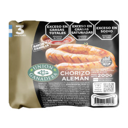 Salchicha Alemana con Piel Unión Ganadera 200 Gr. Salchicha Alemana con Piel Unión Ganadera 200 Gr.