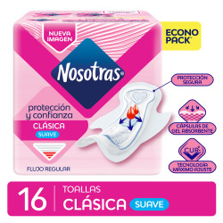 Toalla Nosotras Clásica Suave CURV X 16 Ud.