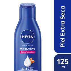 Crema Corporal Nivea Milk Nutritiva 5 En 1 125 Ml.